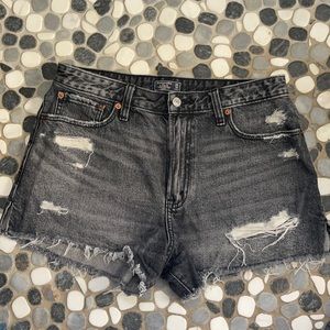 Abercrombie + Fitch Black / Gray Wash High Waisted Jean Shorts